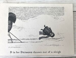Vintage Edward Gorey Postcard D is for Desmond Gashlycrumb Tinies Goth Art 1980s